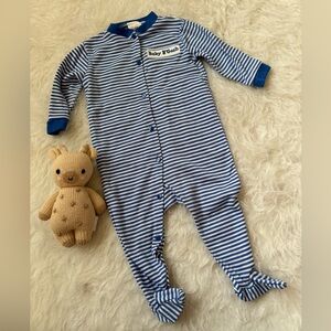 Vintage Baby B’Gosh Blue Striped Snap Footie Pajamas